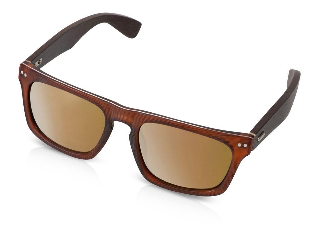 Очки из бамбука с зеркальными линзами Rockwood mirror, коричневый-0