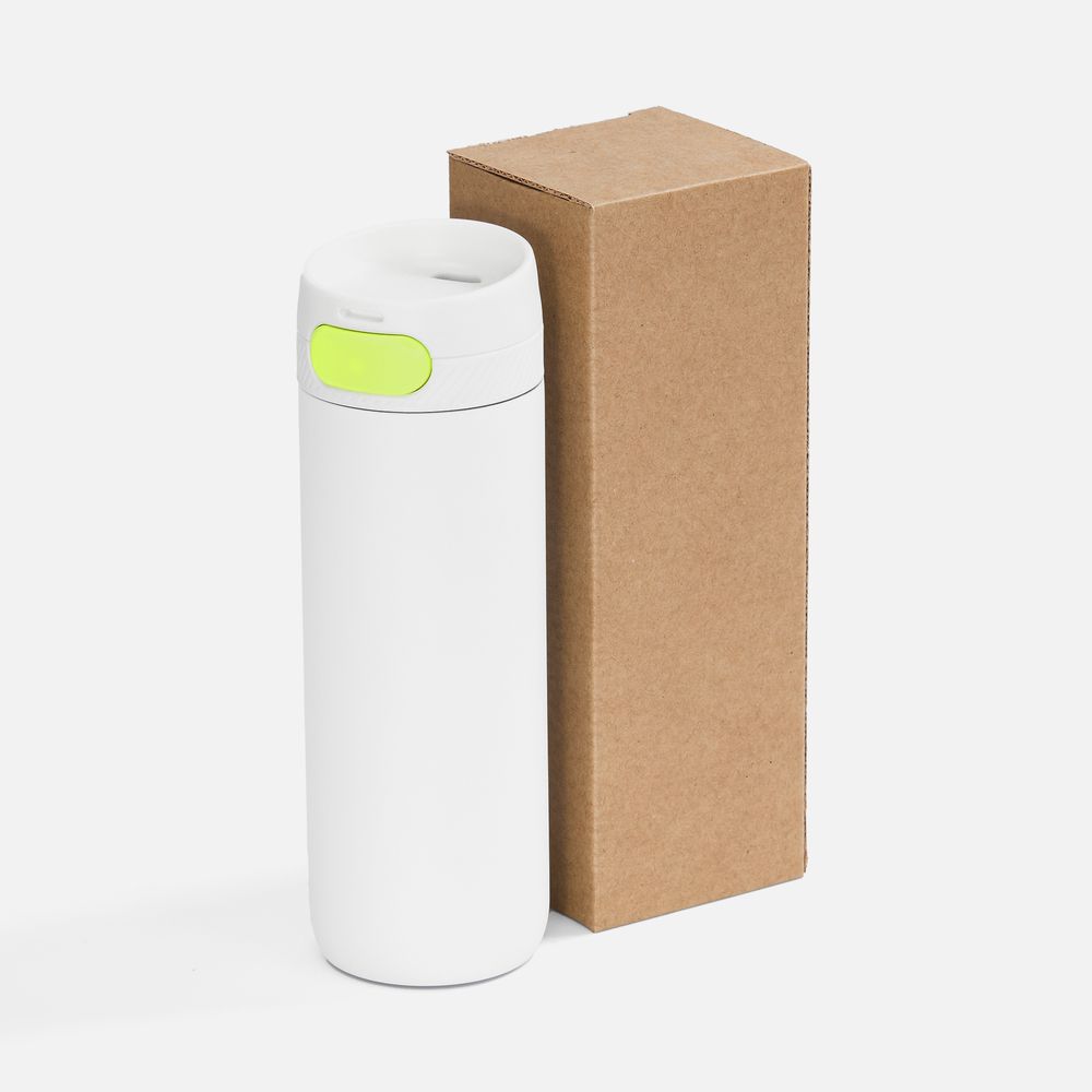 Термостакан X1 с цветной кнопкой, белый с желтым-3