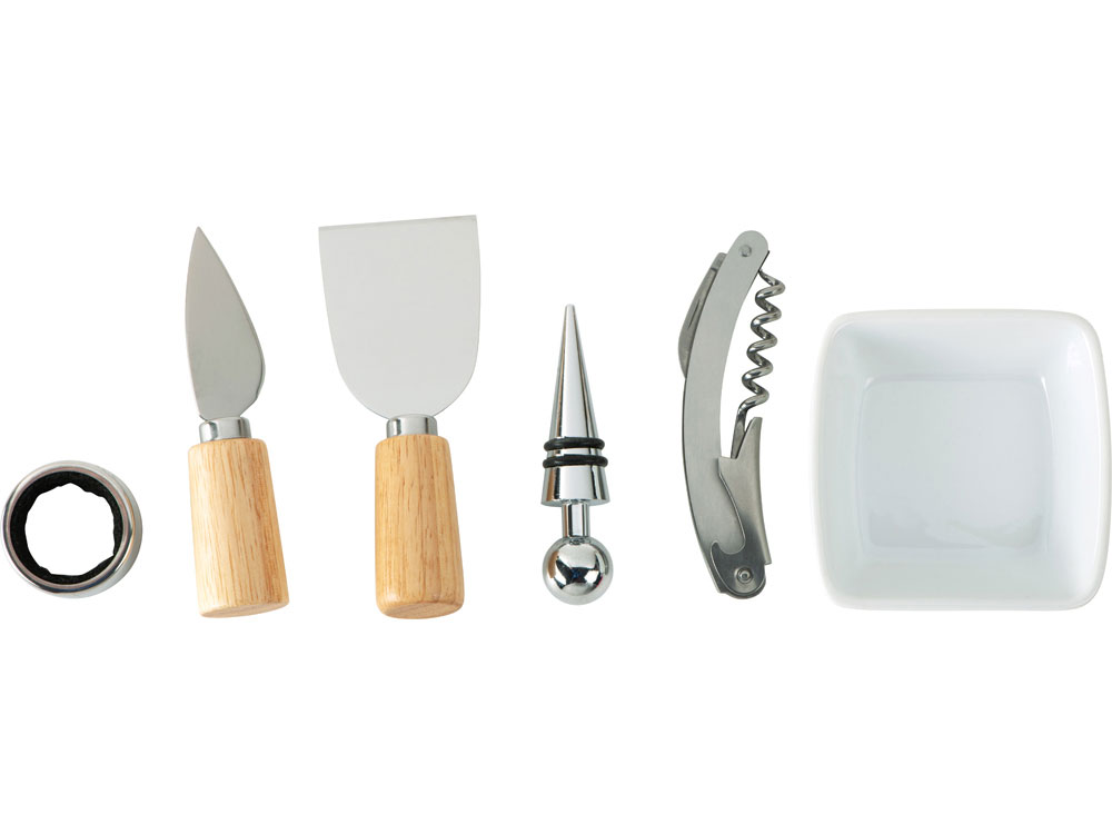 Набор Save time для сыра и вина со съемной подставкой, натуральный, серебристый-3