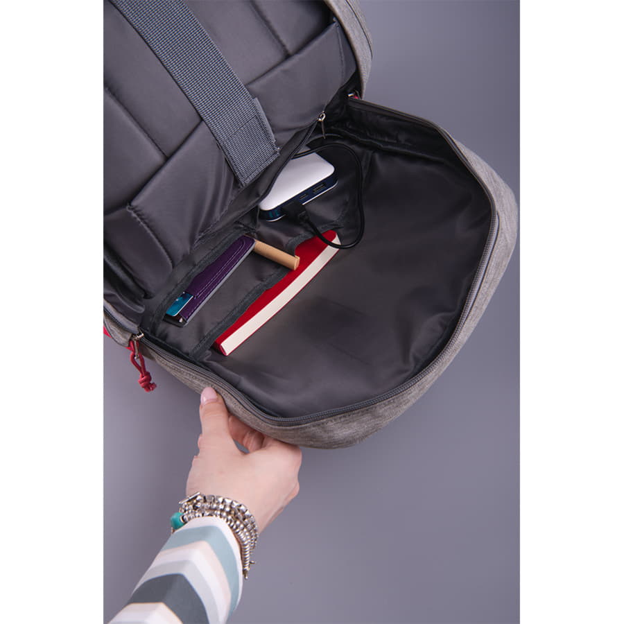 Рюкзак BEAM MINI, серый, малиновый-11