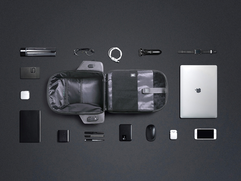 Водостойкий антикражный рюкзак Hipack для ноутбука 15.6, черный-17