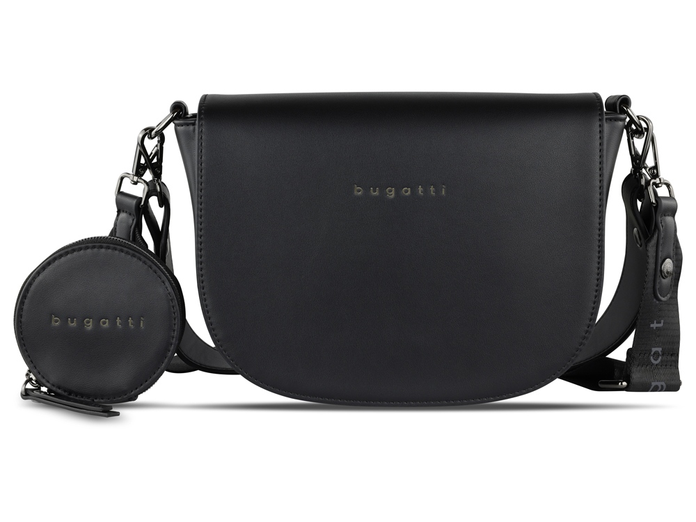 Сумка наплечная женская BUGATTI Almata, с кошельком, чёрная, полиуретан, 27х6х18,5 см-1