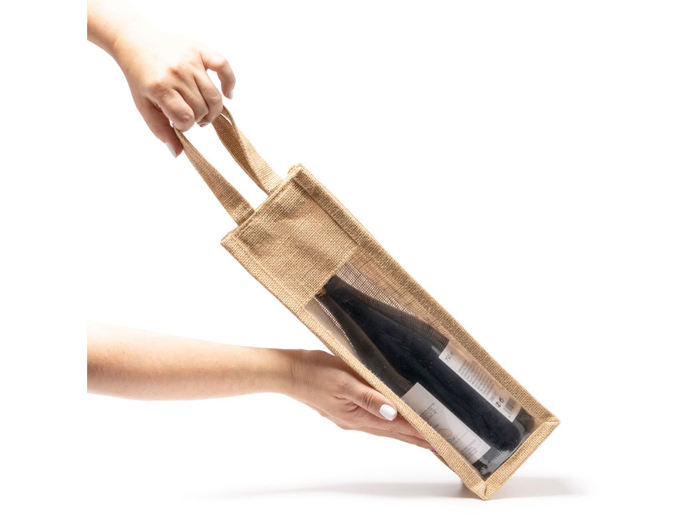 Сумка NIMBA из ламинированного джута с окошком, бежевый-1