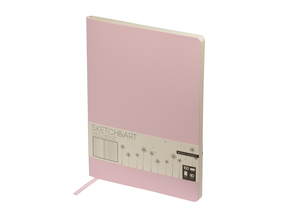 Скетчбук Sketch & Art в мягком переплете 179х250 мм, 80 л. бежевой бумаги 100 гр.,  розовый-0