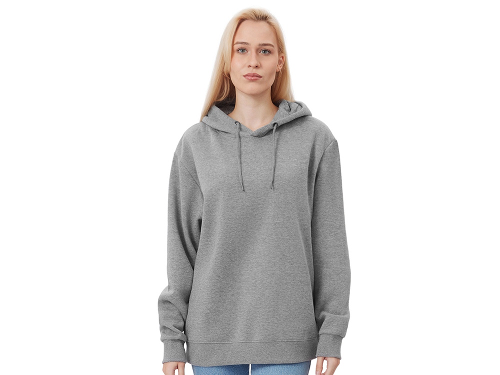 Толстовка с капюшоном оверсайз Lisbon унисекс, серый меланж-2