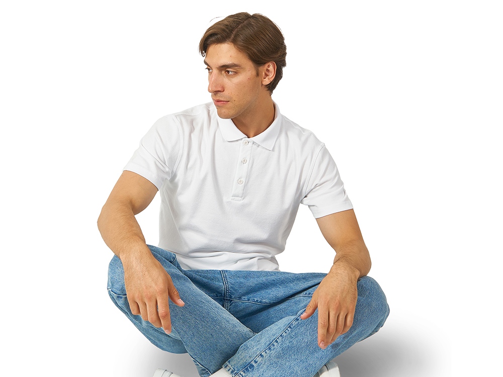 Поло с эластаном Chicago, 200гр пике, белый-1