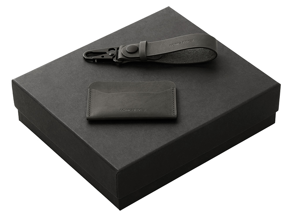 Подарочный набор Long River: картхолдер, ремешок для ключей, черная коробка-0