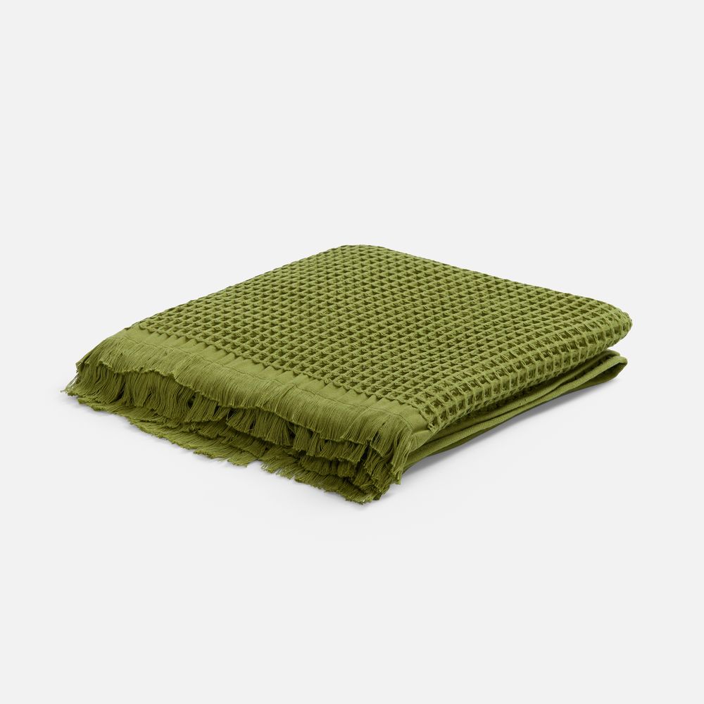 Плед вафельный Elenglect, зеленый-0