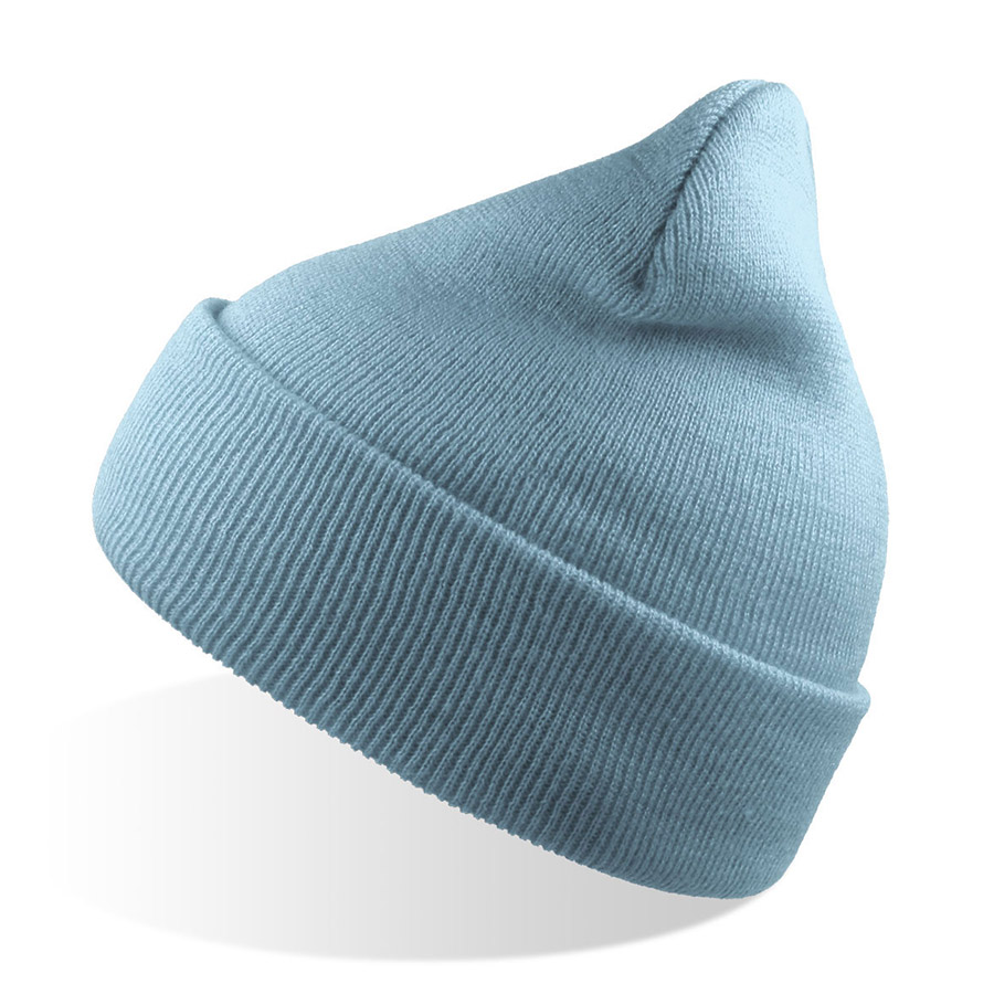 Шапка вязаная двойная WIND с отворотом, голубой-0