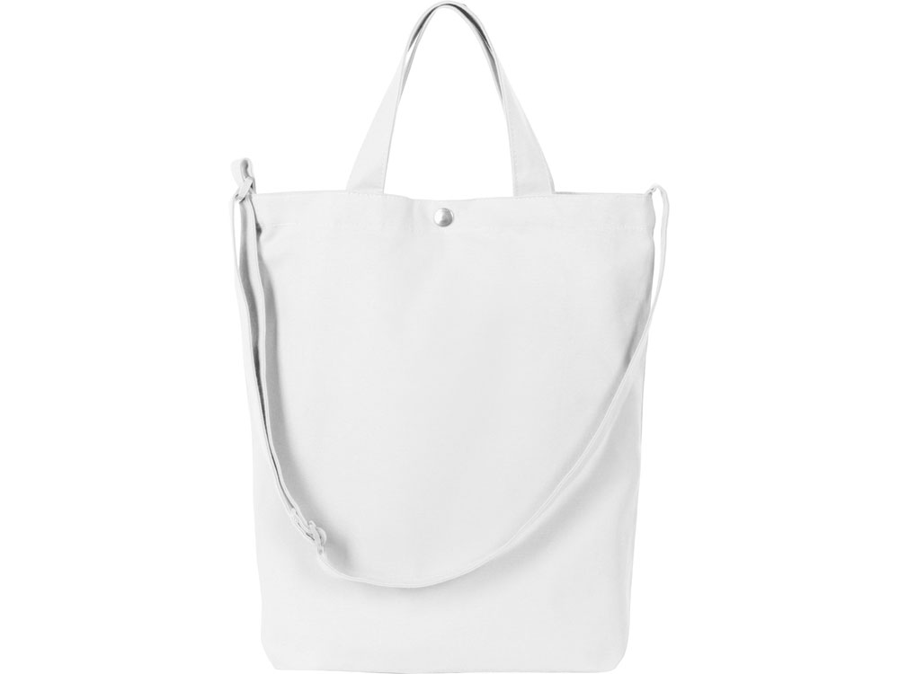 Сумка Helfer из хлопка на кнопке с регулирующейся лямкой, белый-2