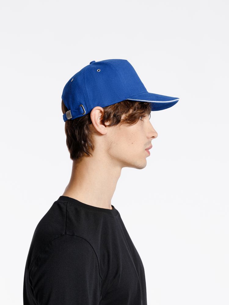 Бейсболка Classic, ярко-синяя с белым кантом-3