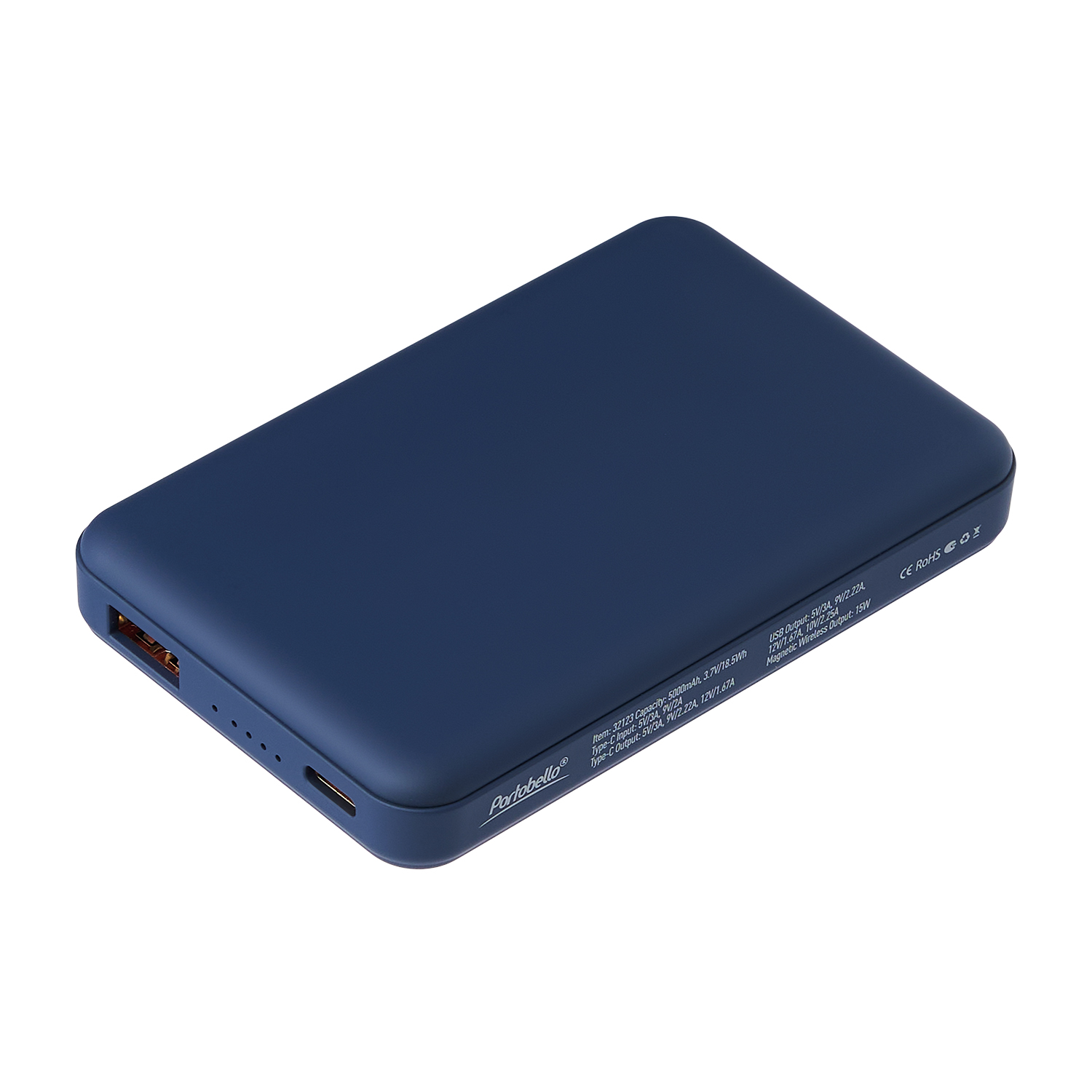 Внешний аккумулятор Ларго PD (Largo PD) 5000mAh с функцией беспроводной зарядки 15W, синий-1