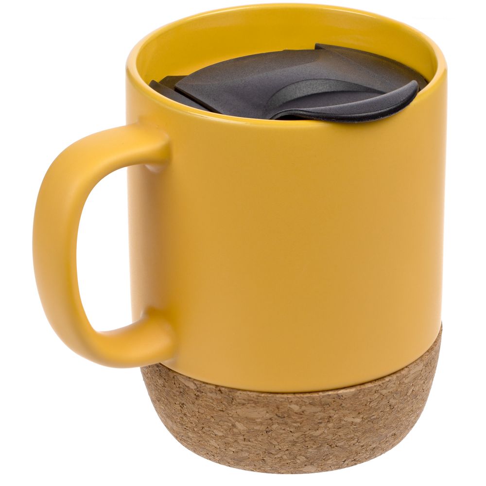 Кружка с пробковой подставкой Corky Walk, желтая-2