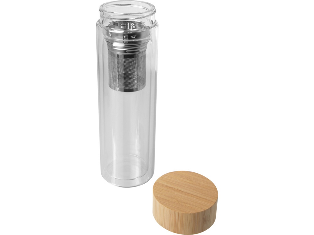 Bailey бутылка с емкостью для заваривания из борсиликатного стекла емкостью 400 мл с бамбуковой крышкой - прозрачный-2