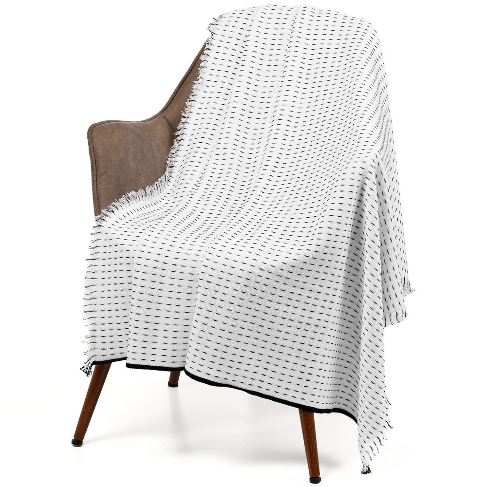 Плед Fringy, белый с черным-1