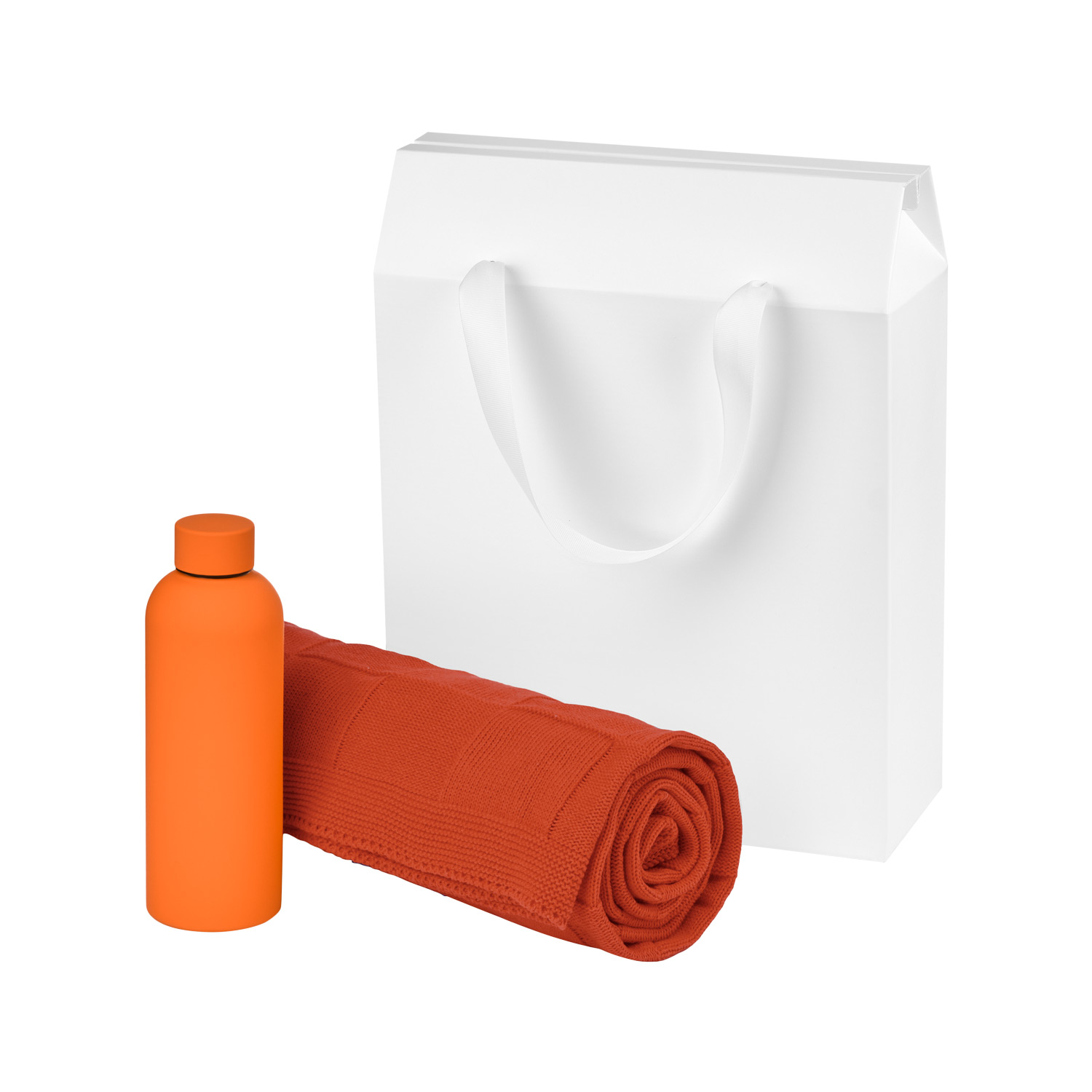 Подарочный набор Прима (Prima), оранжевый (термобутылка, плед)-0