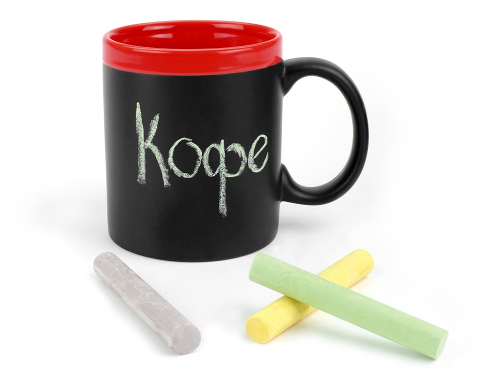 Кружка с покрытием для рисования мелом Да Винчи, черный/красный-1