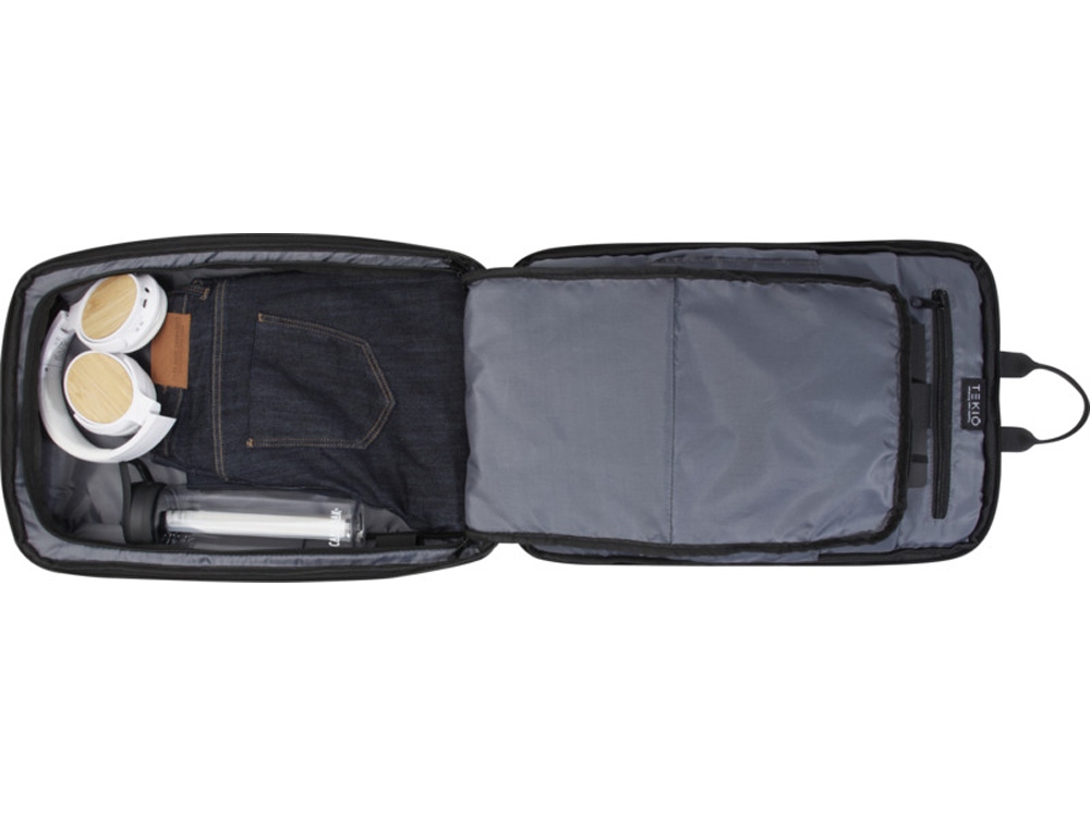 Рюкзак Rise для ноутбука с диагональю экрана 15,6 дюйма, изготовленный из переработанных материалов согласно стандарту GRS - сплошной черный-3