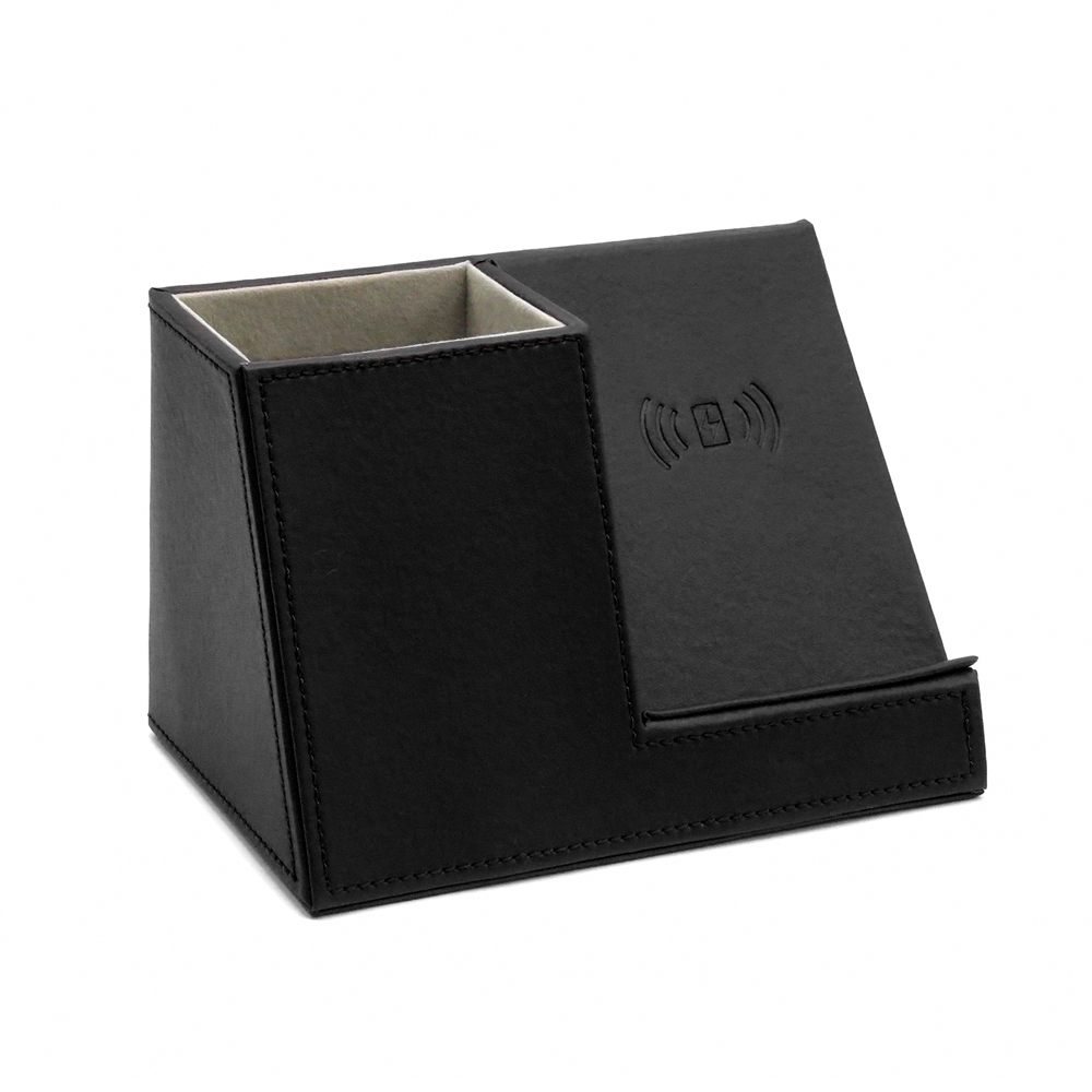 Настольный органайзер Ron c беспроводной зарядкой, Черный-1