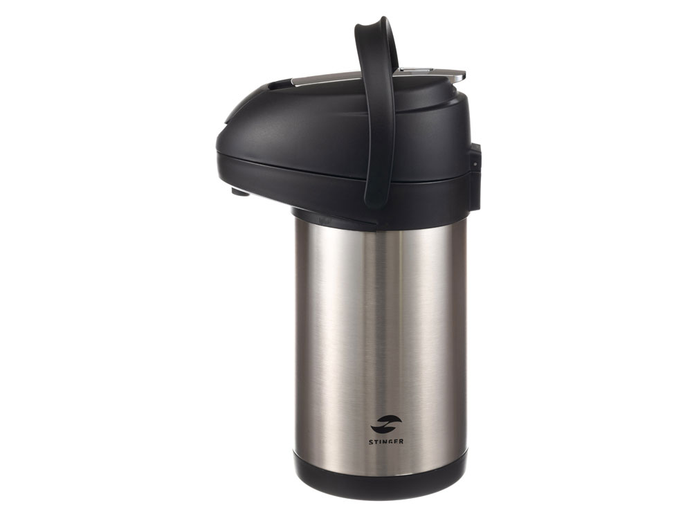 Термос с помпой Stinger, 3 л, широкий, нержавеющая сталь, серебристый, 24,4 х 17,5 х 37,2 см-0