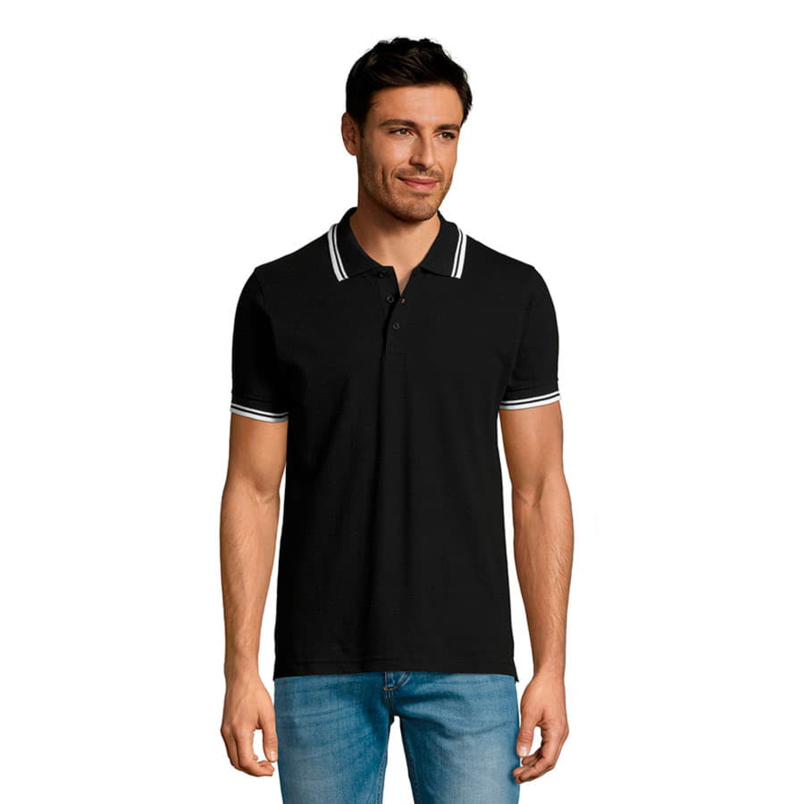 Поло мужское PASADENA MEN 200, черный, белый-1