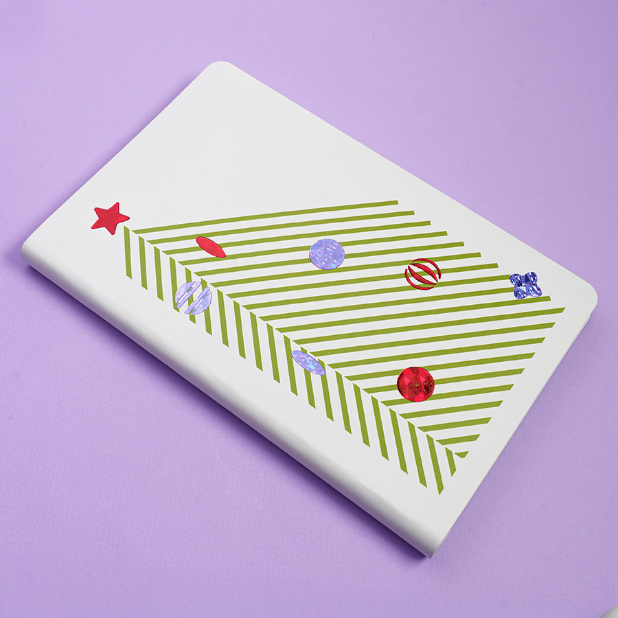 Бизнес-блокнот FUNKY SNOW, формат А5, блок в точку, белый, зеленый-9