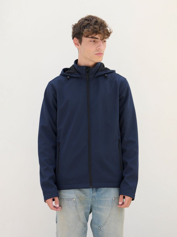 Куртка софтшелл с капюшоном мужская Race Men, темно-синяя-4