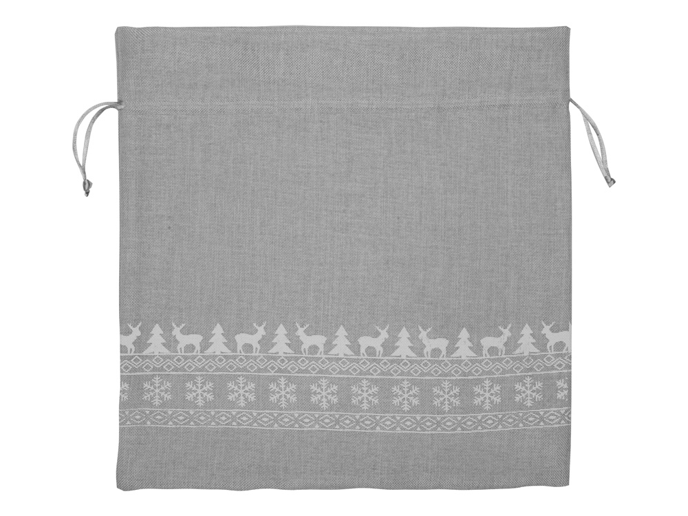 Мешочек подарочный новогодний, джут, большой, серый-1