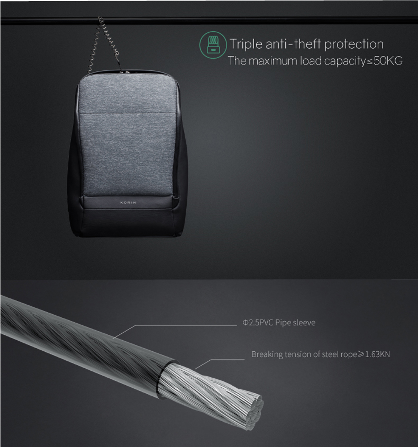 Рюкзак KORIN FlexPack Pro 47х34х18 см, темно-серый-17