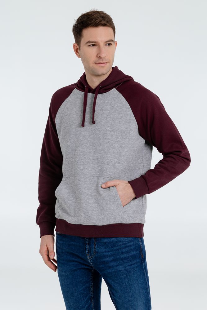 Толстовка унисекс Seattle, серый меланж с бордовым-4