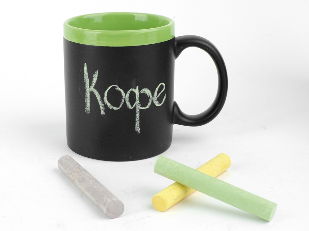 Кружка с покрытием для рисования мелом Да Винчи, черный/зеленый-1