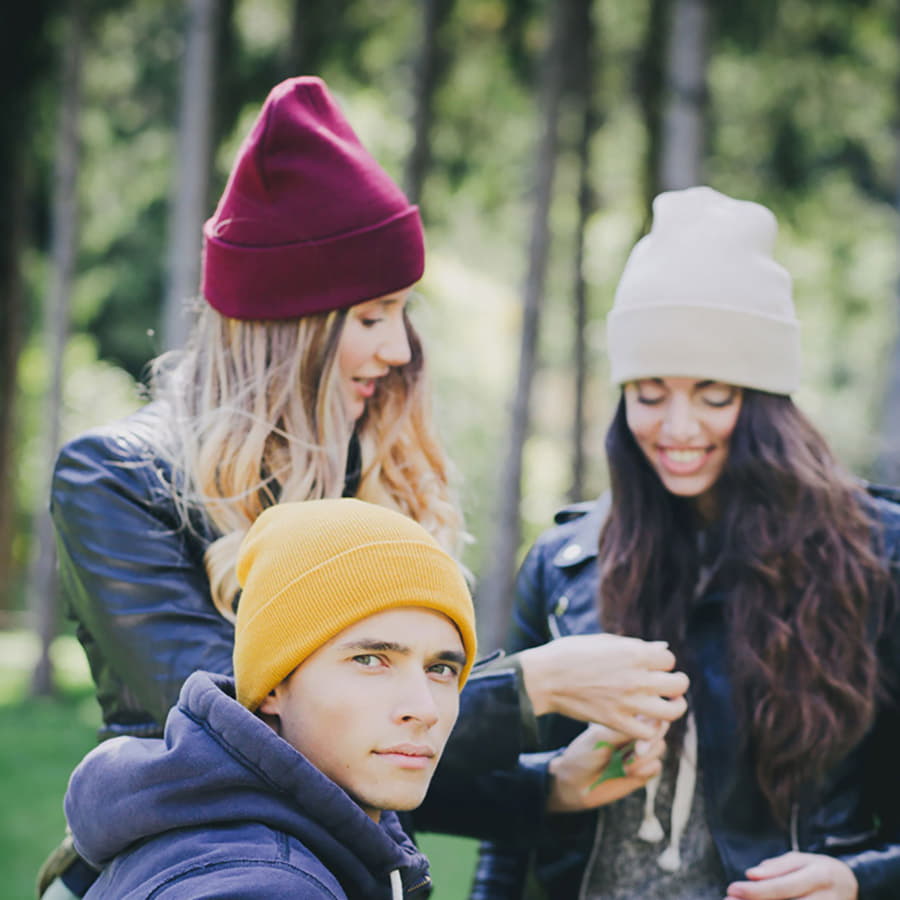 Шапка вязаная  двойная Wind с отворотом, лаймовый-5