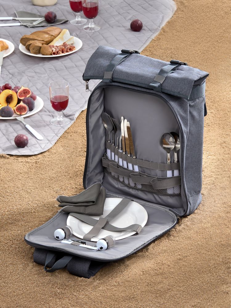 Набор для пикника Picnivo на 4 персоны, темно-серый меланж-3