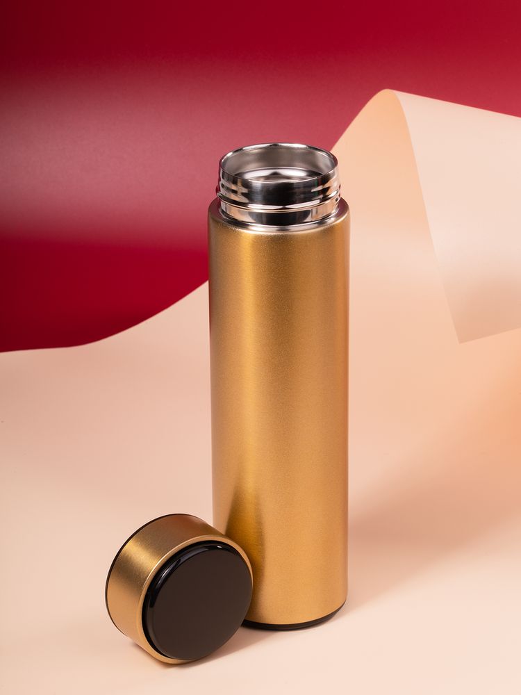 Смарт-бутылка с заменяемой батарейкой Long Therm, золотистая-8