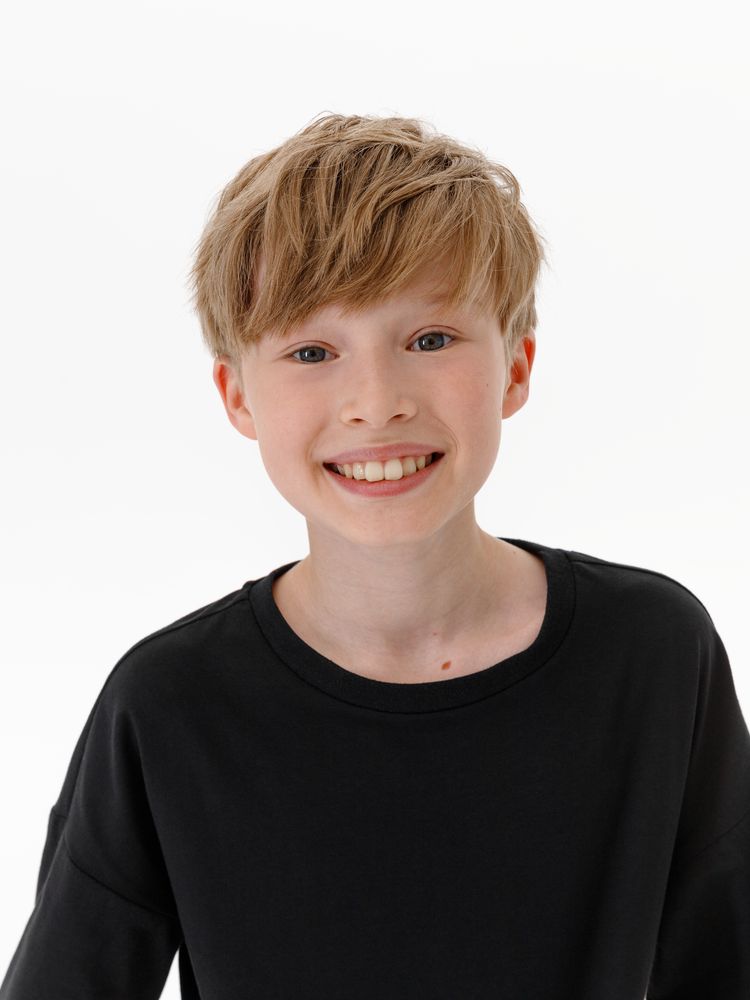 Футболка детская оверсайз Teezer, черная-3