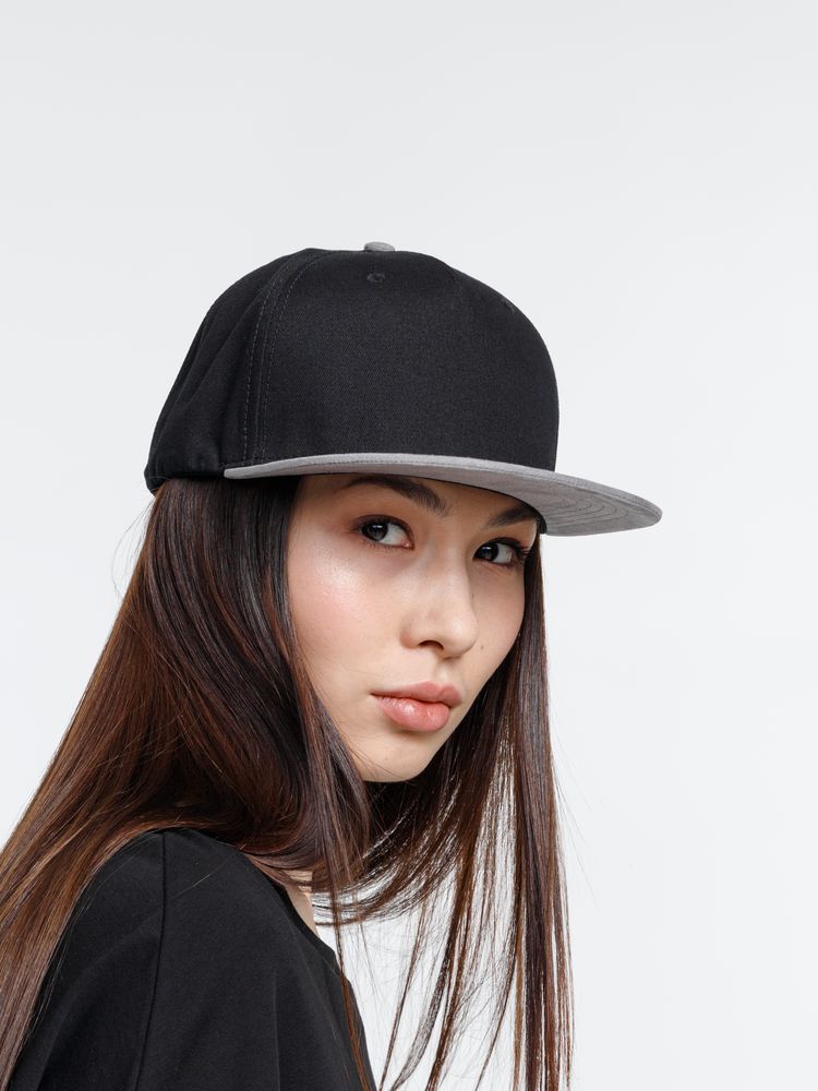 Бейсболка Foreside с прямым козырьком, черная с серым-3