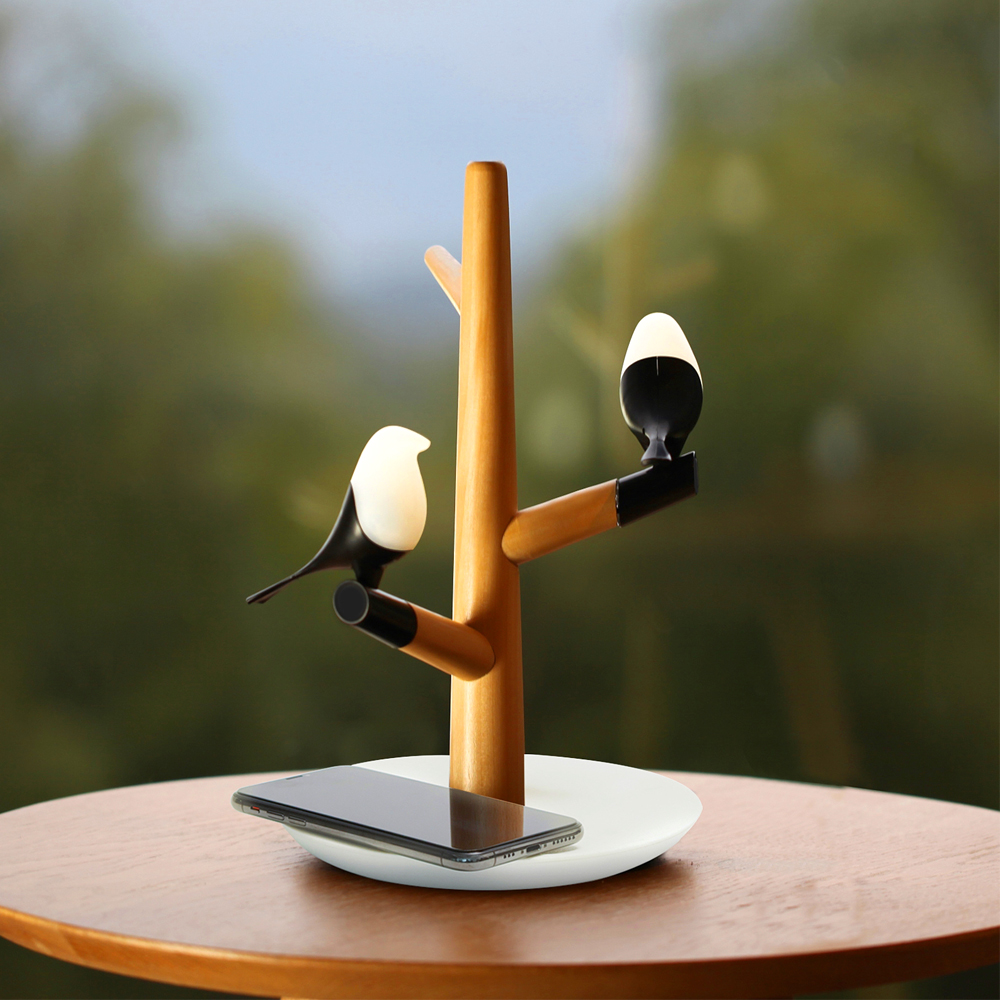 Интерьерная лампа с беспроводной зарядкой Ribon, Коричневый-2