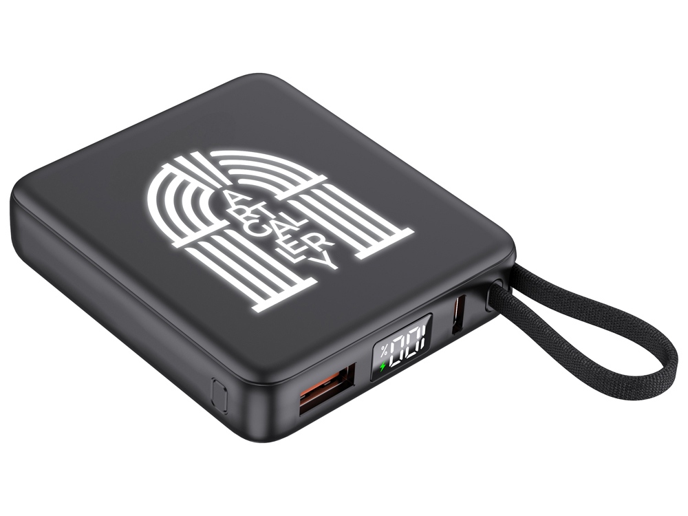 Внешний аккумулятор с подсветкой лого Nex, 5000 мАч, черный-0