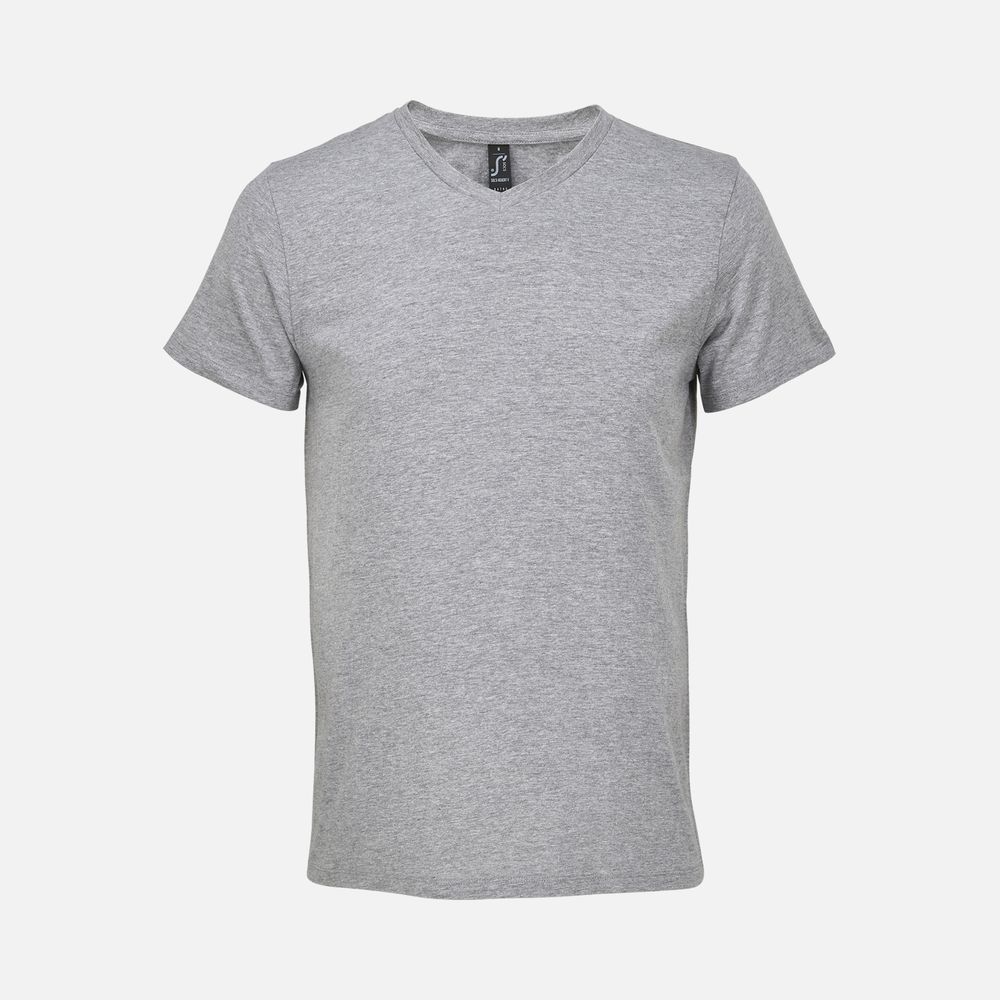 Футболка унисекс Regent с V-образным вырезом, серый меланж-0