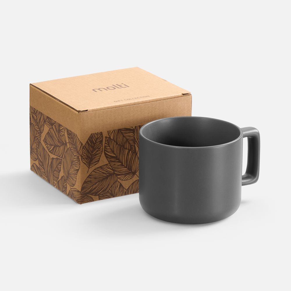 Чашка Jumbo в коробке матовая, темно-серая-1