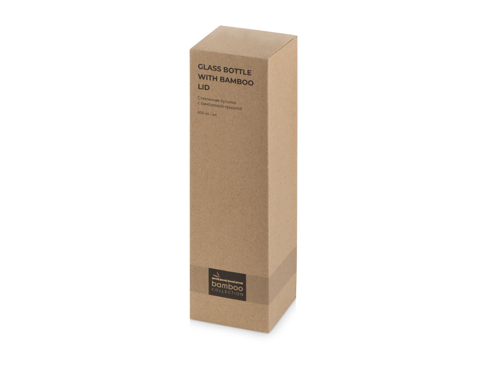 Стеклянная бутылка с бамбуковой крышкой Foggy, 600мл, синий-7