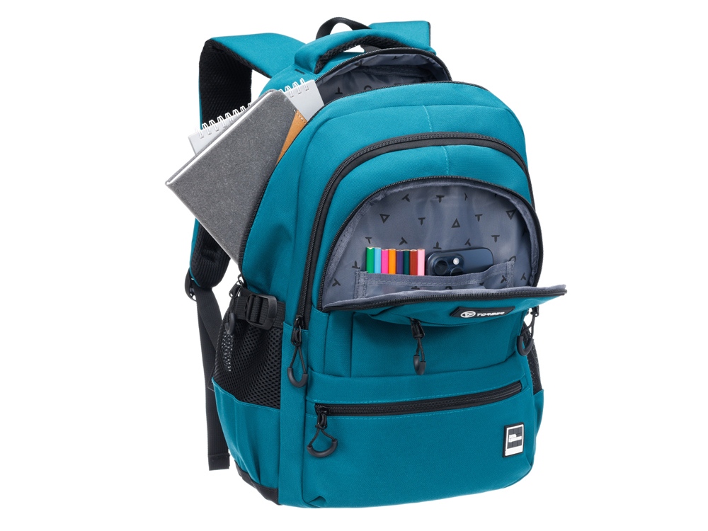 Рюкзак TORBER КЛАСС, зелёный, 46 х 32 х 13 см + Мешок для сменной обуви в подарок!-4