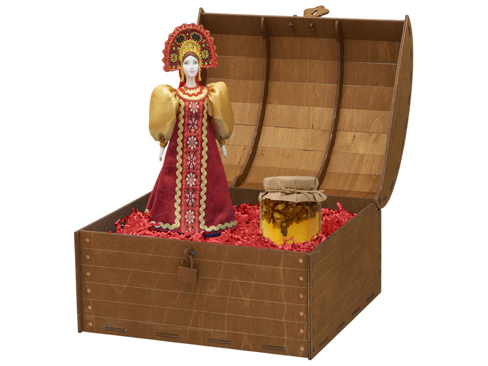 Подарочный набор: кукла фарфоровая, мед, красный-2