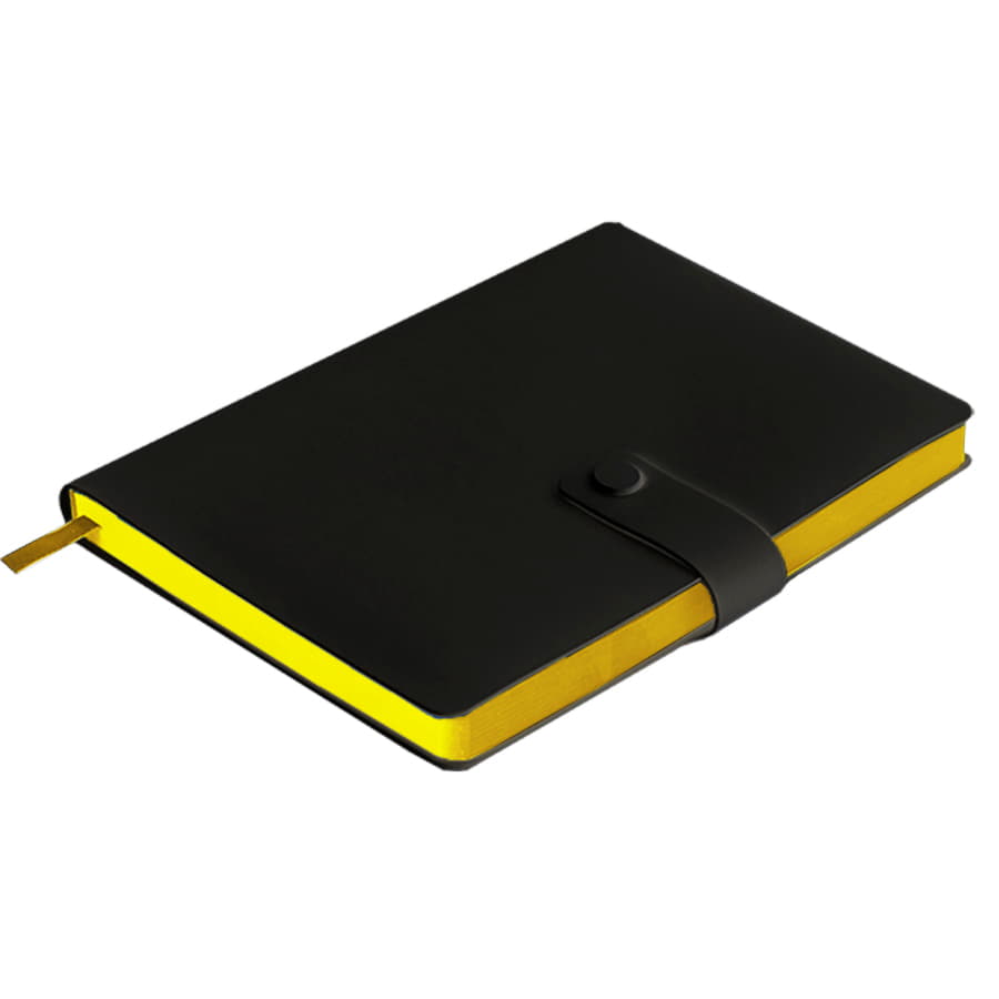 Ежедневник недатированный Stellar, А5, черный, кремовый блок  в линейку, с желтым обрезом, черный, желтый-6