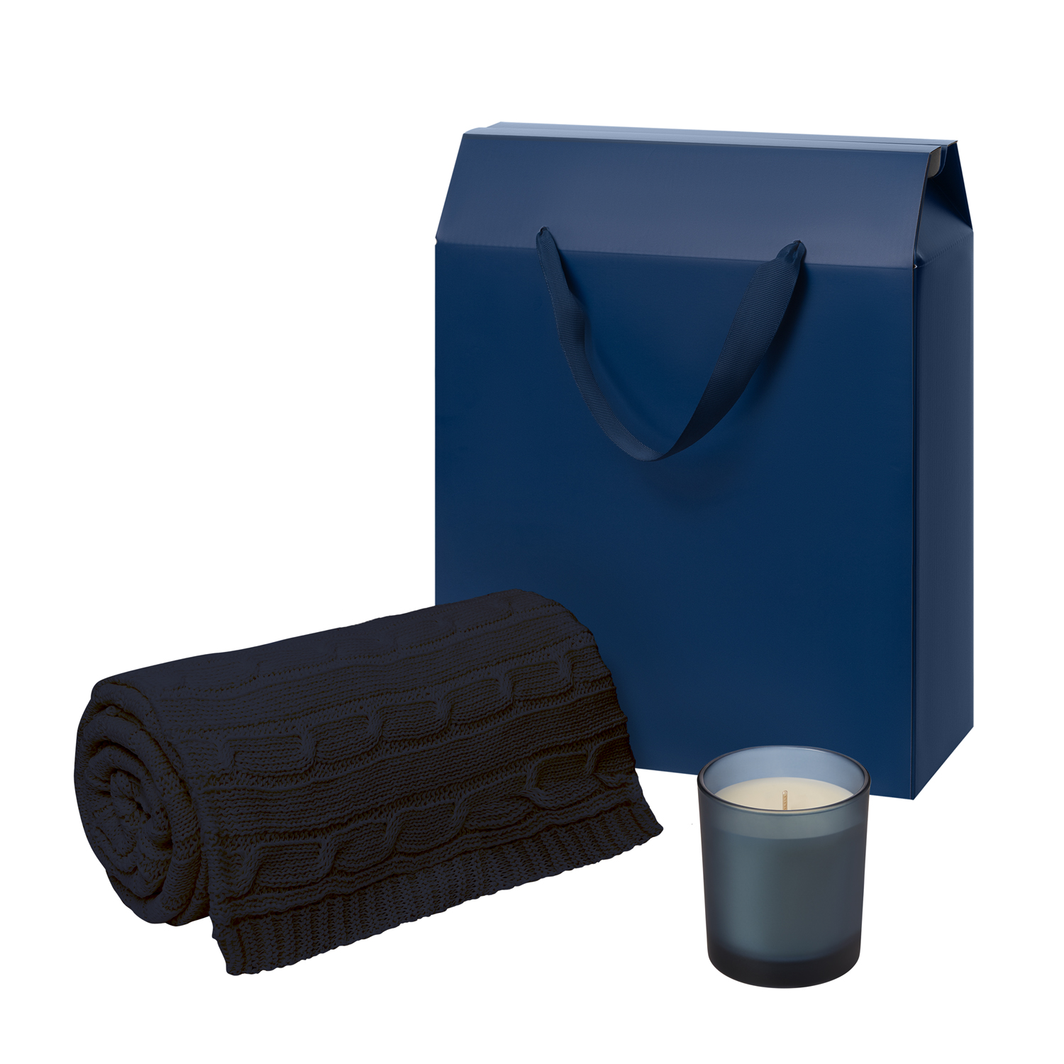 Подарочный набор Энигма (Enigma). Фадо (Fado), синий (свеча, плед)-0
