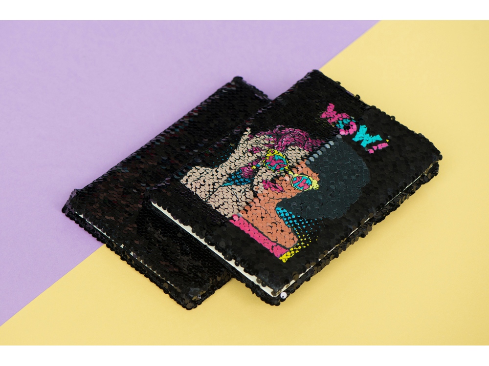 Блокнот с пайетками Fashion, черный-9