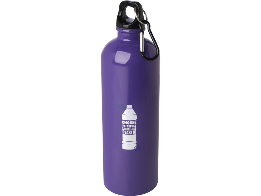 Одностенная бутылка для воды с карабином Oregon, изготовленная из нержавеющей стали, сертифицированной по стандарту RCS, объемом 750 мл - Пурпурный-3