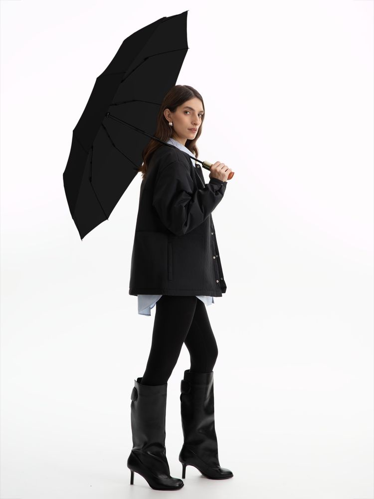 Зонт складной Cloudburst в подарочной упаковке, черный-4