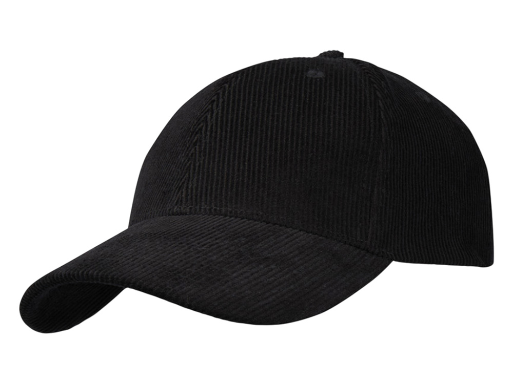 Hutton 6-панельная бейсболка из переработанного хлопка - Сплошной черный-0