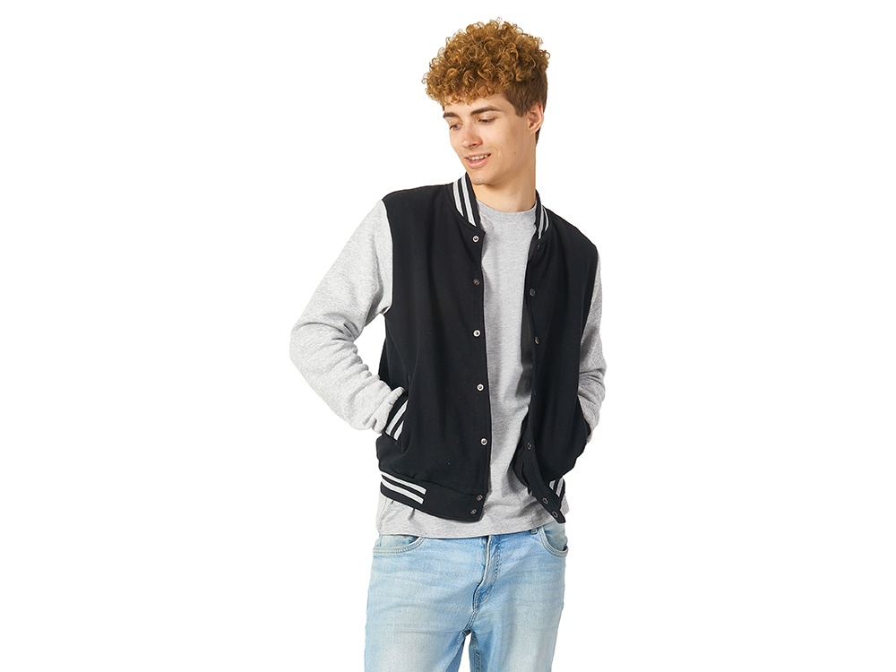 Бомбер Oxford, черный/серый меланж, унисекс-3